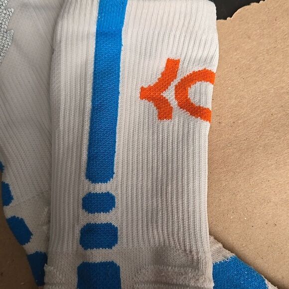 Nike size small socks 1 Pair Dri Fit Higg Tube White Orange Blue Lightening Bolt - Picture 12 of 16